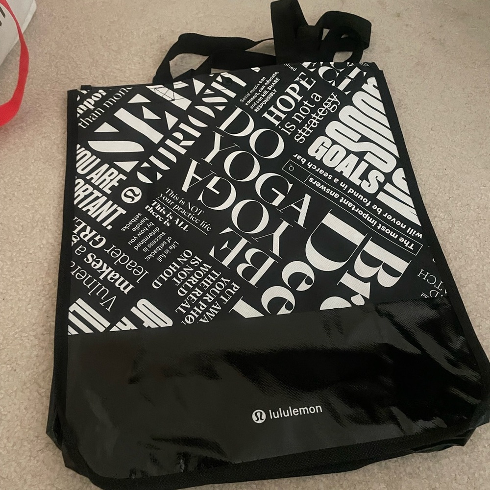 Lululemon black large tote shopper shopping bag